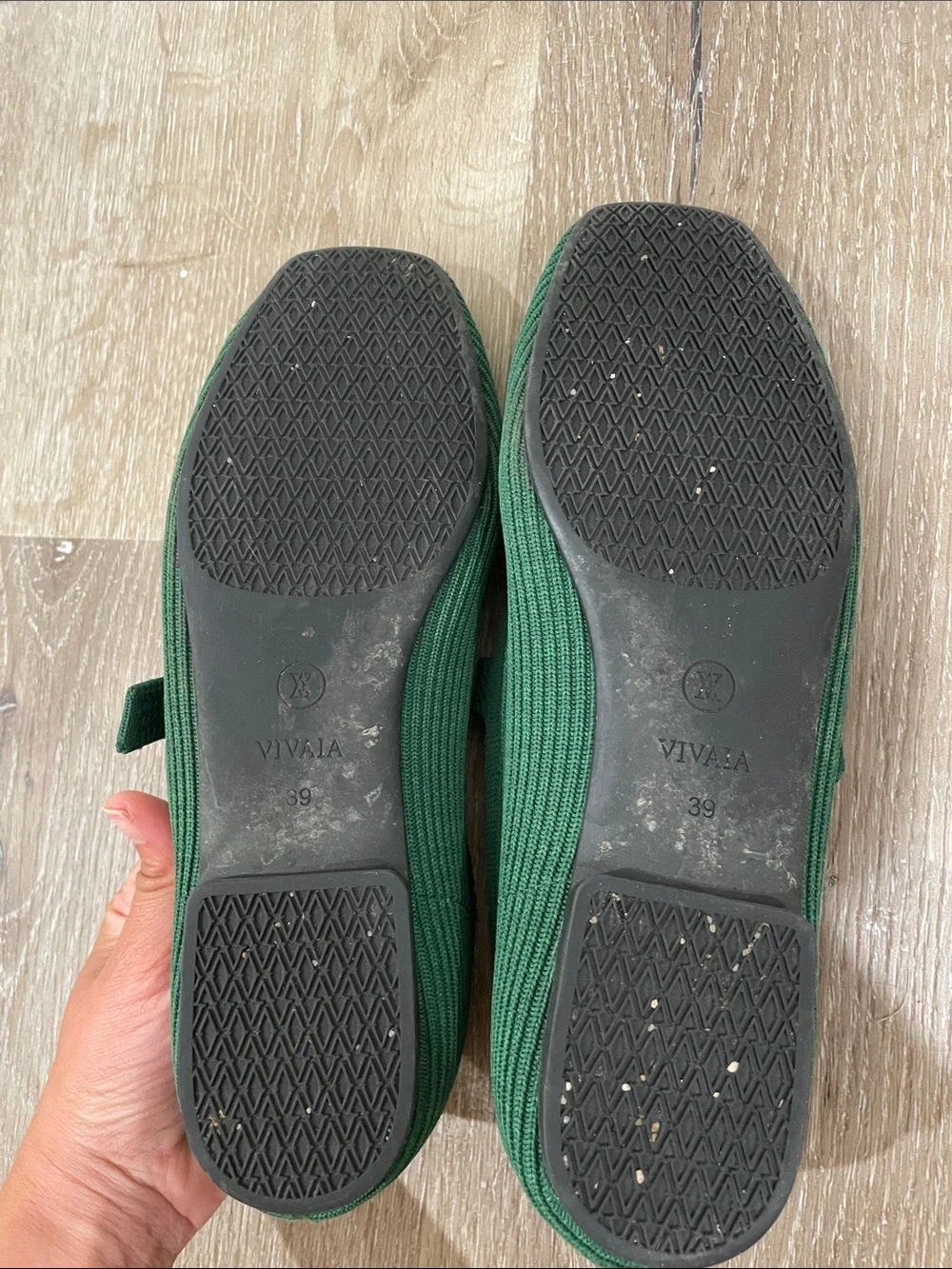 Vivaia Margo Mary Jane Square Toe Flats Emerald Green Size 39
